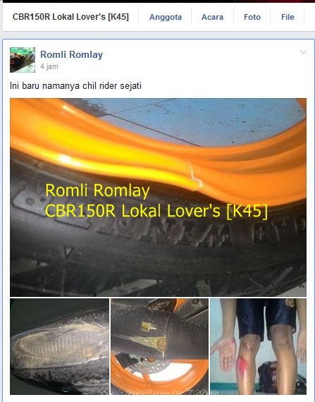 velg Honda CBR150R pecah hajar lubang kecelapatn tinggi kaki kegerus aspal 003