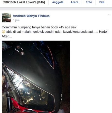 Cat Honda CBR150R lokal mengelupas setelah di repaint 002pertamax7.com