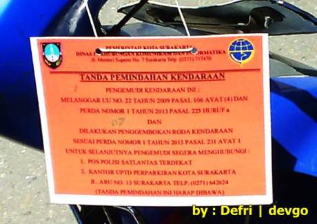 Parkir Sembarangan Roda di gembok Petugas di Solo Pertamax7.com