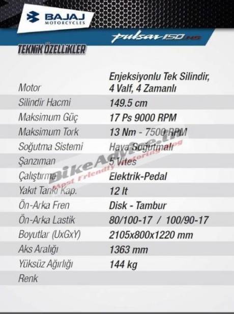 Spesifikasi bajaj-pulsar-150ns-specs-power-torque
