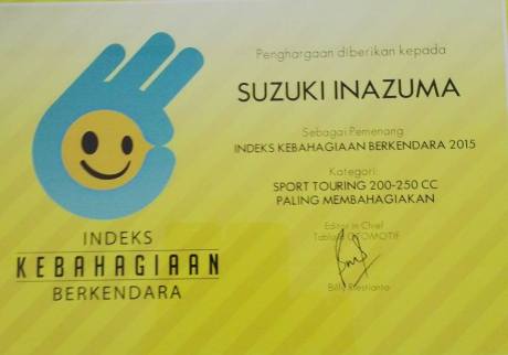 Suzuki Inazuma diganjar Sebagai Motor Sport Touring Paling Membahagiakan kelas 250
