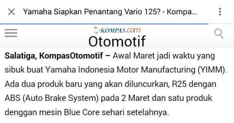 Yamaha R25 dengan ABS (Auto Brake System) kompas