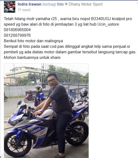 yamaha R25 di gondol maling bermodus pembeli saat COD