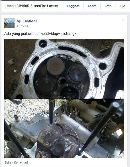 honda CB150R turun mesin karena baut masuk ruang bakar
