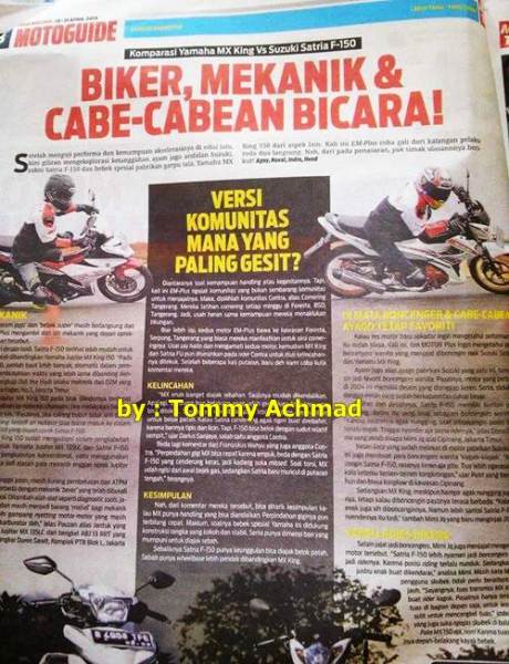 komparasi yamaha jupiter mx king vs suzuki satria F dimata cabe-cabean