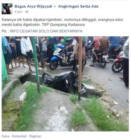 Honda Vario 150 di buang di got setelah ketangkap basah njambret