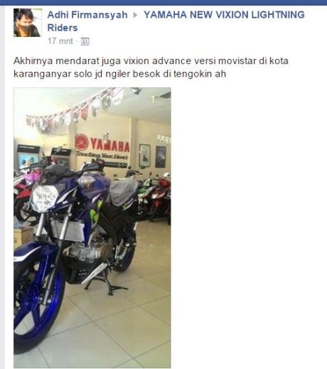 yamaha new vixion advance 2015 motogp movistar sudah sampai karanganyar jawa tengah