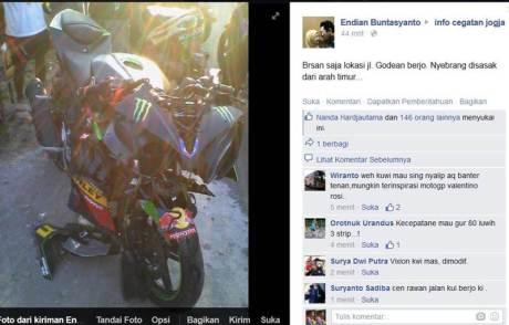 yamaha r15 remuk kecelakaan di jogja