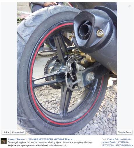 Cakram belakang Yamaha New Vixion ini Protol, Telat ganti Kanvas Rem