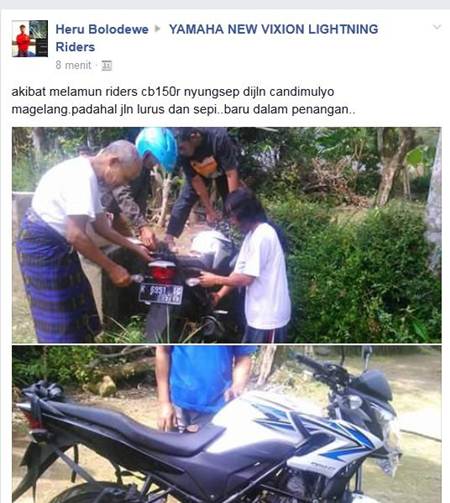 diduga melamun honda CB150R nyungsep