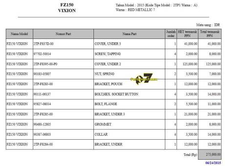 harga under cowl yamaha new vixion advance Rp.273 ribu