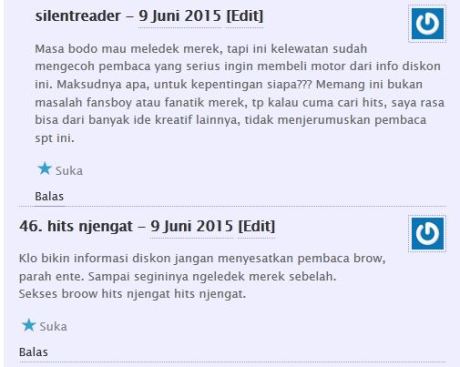 komentator pertamax7.com kecewa tidak dapat barang diskon cuci gudang yamaha byson dan scorpio Rp.6 juta 12Pertamax7.com