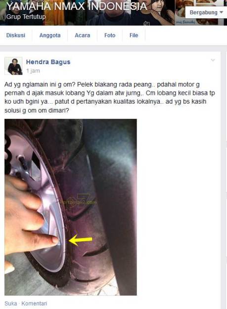 velg belakang yamaha nmax peyang usai hajar jalan berlubang pertamax7.com