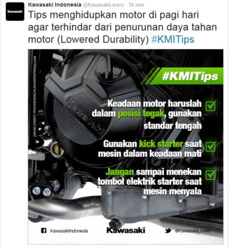 Tips Menghidupkan motor dipagi hari Dari Kawasaki ini bikin Pemilik Ninja Bingung