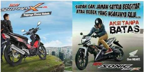 Brosur New Honda Sonic Sentil Suzuki Satria bergitar dan Jupiter MX KIng, siapa yang bikin nih pertamax7.com