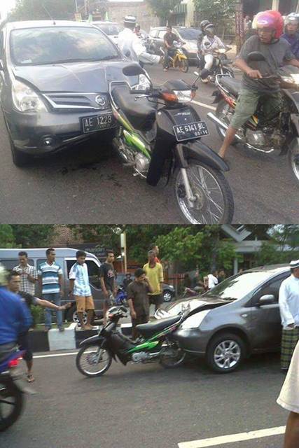 Honda Supra nancep di Moncong Nissan Grand Livina, wajar ini namanya Crumple ZOne