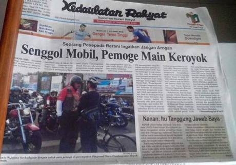 Mogeher Harley Senggol Mobil Main Keroyok Itu Masuk Koran, tapi belum ada laporan Ke Polisi