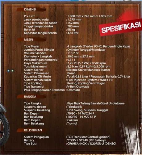 spesifikasi yamaha X-ride 115 pertamax7.com