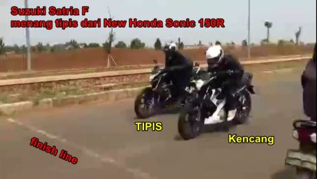 Suzuki Satria F Menang Tipis adu Drag Lawa New Honda Sonic 150R, terlihat Kencang ! [ HOT ] pertamax7.com