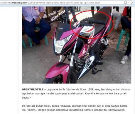 Tuas Kopling New Honda Sonic Patah buat Free Style Kok dibuat BC Suzuki05 pertamax7.com