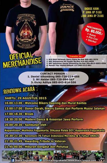 Undangan 5 tahun Anniversary DRACS Jogja terbuka untuk Seluruh Rider Honda CS101 Pertamax7.com