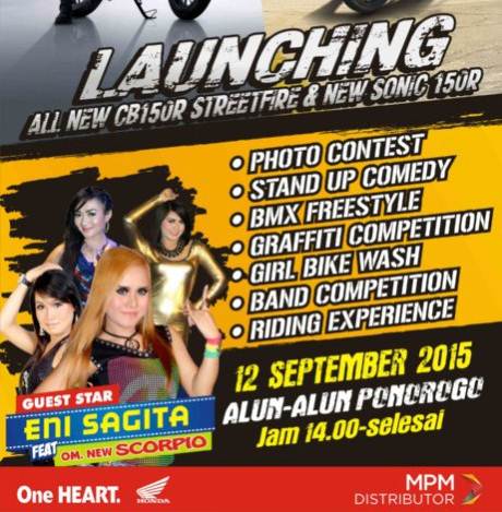 Ayo Nonton Grand Launching All New Honda CB150R dan New Sonic 150R ponorogo jatim ada eni sagita pertamax7.com