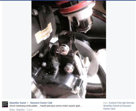 Diganjel Biar Tinggi, Shock belakang Yamaha X-Ride Patah