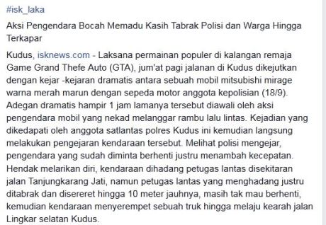 kronologi Aksi Bocah bak game GTA tabrak polisi dan warga di Kudus 1