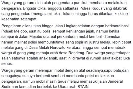 kronologi Aksi Bocah bak game GTA tabrak polisi dan warga di Kudus 2
