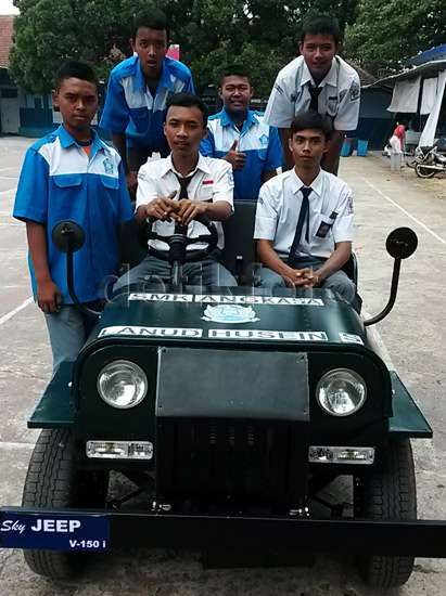 Mobil Jeep bermesin Yamaha Old Vixion buatan SMK Angkasa 02 Pertamax7.com