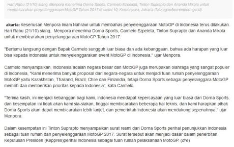DORNA terbitkan Surat Resmi Penunjukkan Indonesia sebagai Tuan Rumah Motogp 2017 pertamax7.com 1