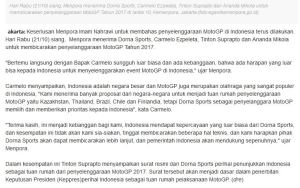 DORNA terbitkan Surat Resmi Penunjukkan Indonesia sebagai Tuan Rumah Motogp 2017 pertamax7.com&nbsp;1