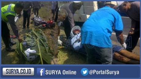Kecelakaan Kawasaki Ninja 2T Tabrak Bus Eka Helm Lepas Rider Tewas di Ngawi petamax7.com