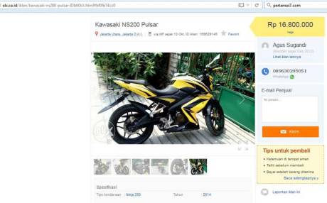 Keren-nih-Jual-Kawasaki-NS200-Pulsar-tipe-Ninja-250-tahun-2015-Tukar-Yamaha-Vixion-pertamax7