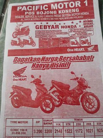 Lagi heboh Brosur New Honda Sonic Kok gambarnya Suzuki Satria F pertamax7.com