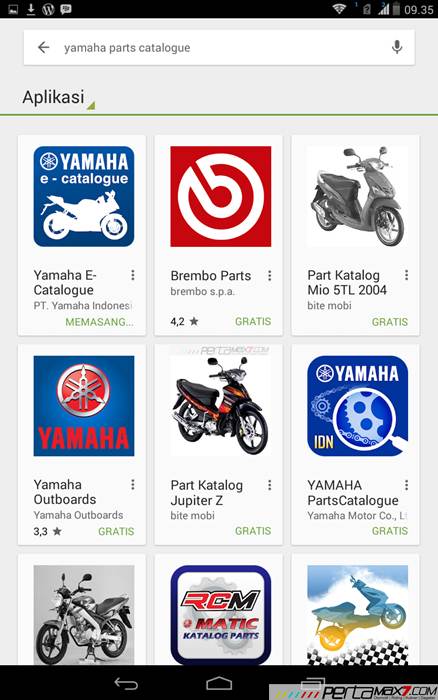 Mencoba Aplikasi Android Yamaha PartsCatalogue buat cek spare parts 00 pertamax7.com