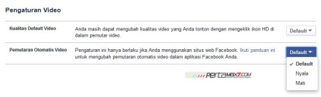 pengaturan autiplay video facebook