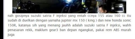 suzuki satria f injeksi jauh kalahkan honda sonic 150R di sentul pertamax7.com