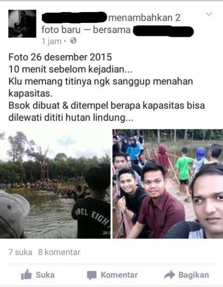 Sudah Di Beri Peringatan Jembatan Gantung Maksimal 40 Orang Kok Masih Ngeyel, Putus dah 04 Pertamax7.com