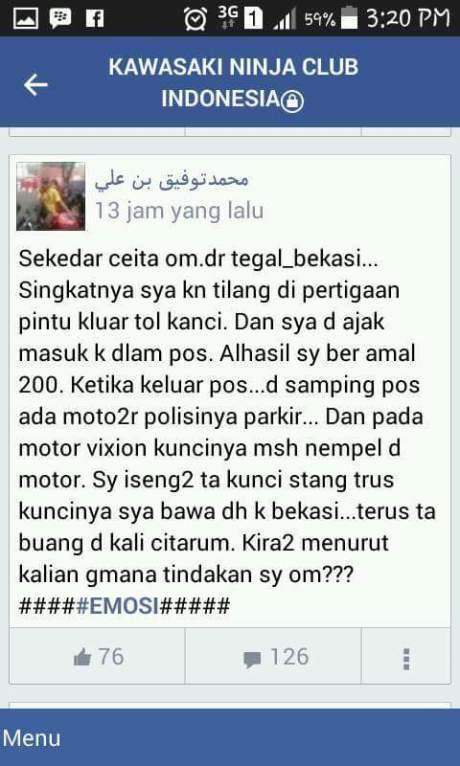 Ditilang, Pengendara Motor Ini Bawa Kunci Motor Pak Polisi Dan Dibuang Di Sungai Citarum pertamax7.com