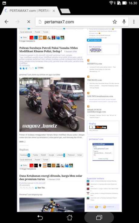 performa browsing pakai Asus ZenPad 7.002 Pertamax7.com